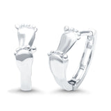 Baby Feet Design Hoop Huggie Earrings 925 Sterling Silver