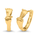 Baby Feet Design Hoop Huggie Earrings 925 Sterling Silver