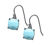 Halo Drop Dangle Earrings Cushion Lab Opal Fish Hook 925 Sterling Silver (22mm)