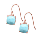 Halo Drop Dangle Earrings Cushion Lab Opal Fish Hook 925 Sterling Silver (22mm)