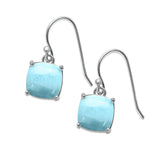 Halo Drop Dangle Earrings Cushion Lab Opal Fish Hook 925 Sterling Silver (22mm)