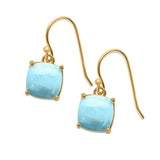 Halo Drop Dangle Earrings Cushion Lab Opal Fish Hook 925 Sterling Silver (22mm)