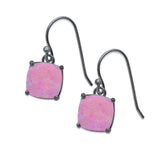 Halo Drop Dangle Earrings Cushion Lab Opal Fish Hook 925 Sterling Silver (22mm)