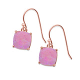 Halo Drop Dangle Earrings Cushion Lab Opal Fish Hook 925 Sterling Silver (22mm)