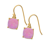 Halo Drop Dangle Earrings Cushion Lab Opal Fish Hook 925 Sterling Silver (22mm)