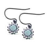 Drop Dangle Round Lab Opal Fish-Hook Earrings 925 Sterling Silver