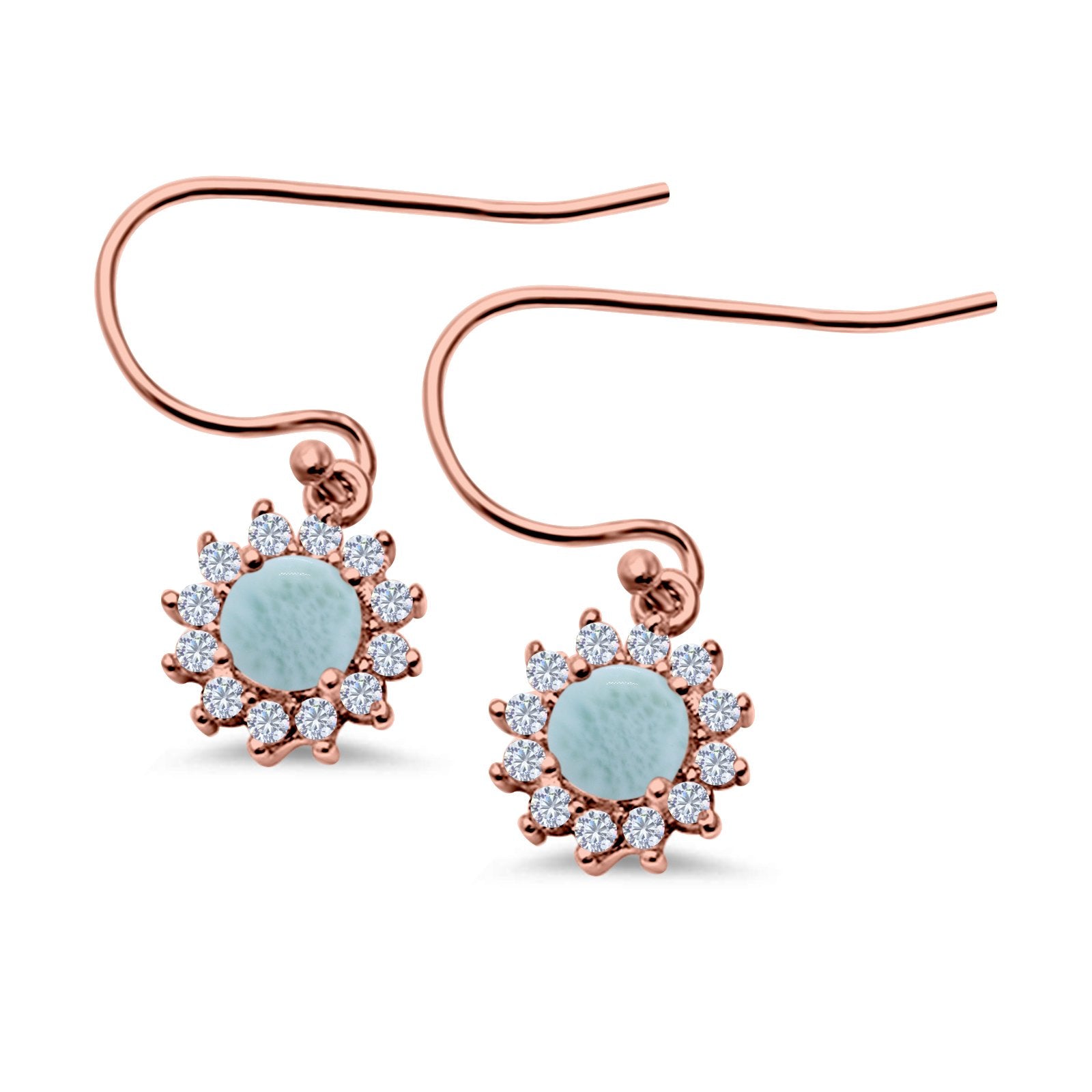 Drop Dangle Round Lab Opal Fish-Hook Earrings 925 Sterling Silver