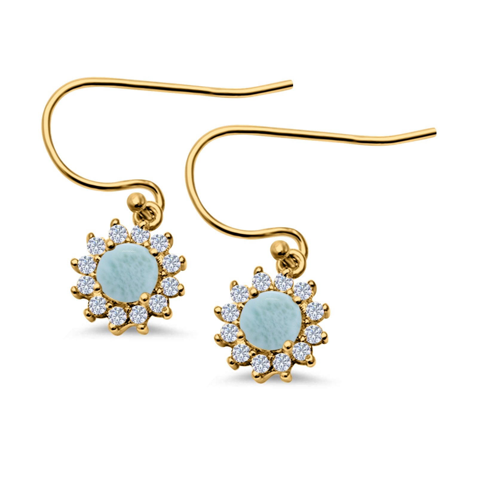 Drop Dangle Round Lab Opal Fish-Hook Earrings 925 Sterling Silver