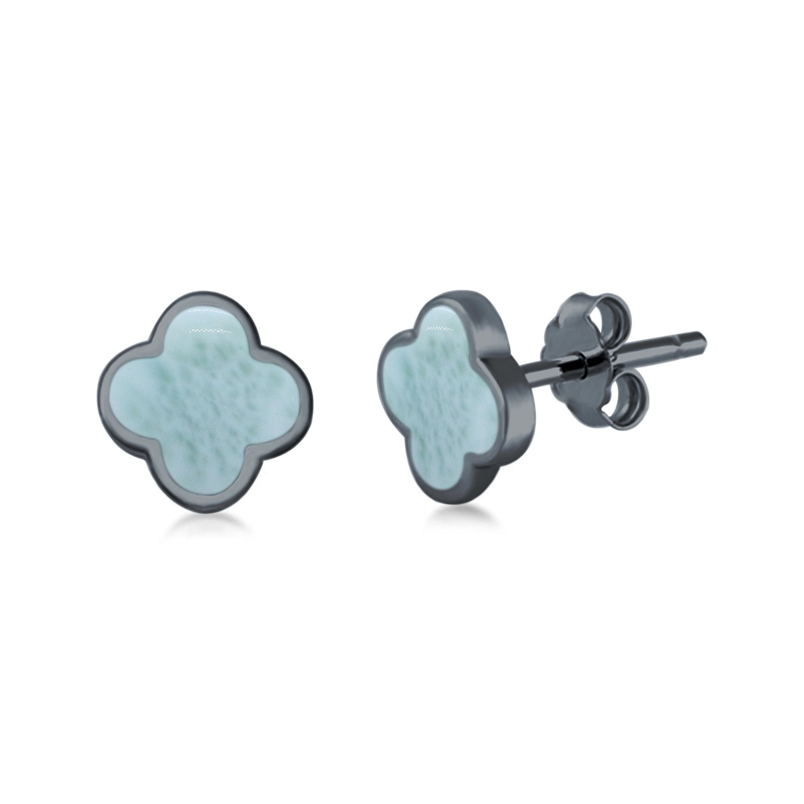 Clover Flower Stud Earring Lab Created Opal 925 Sterling Silver (6.20mm)