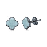 Clover Flower Stud Earring Lab Created Opal 925 Sterling Silver (6.20mm)
