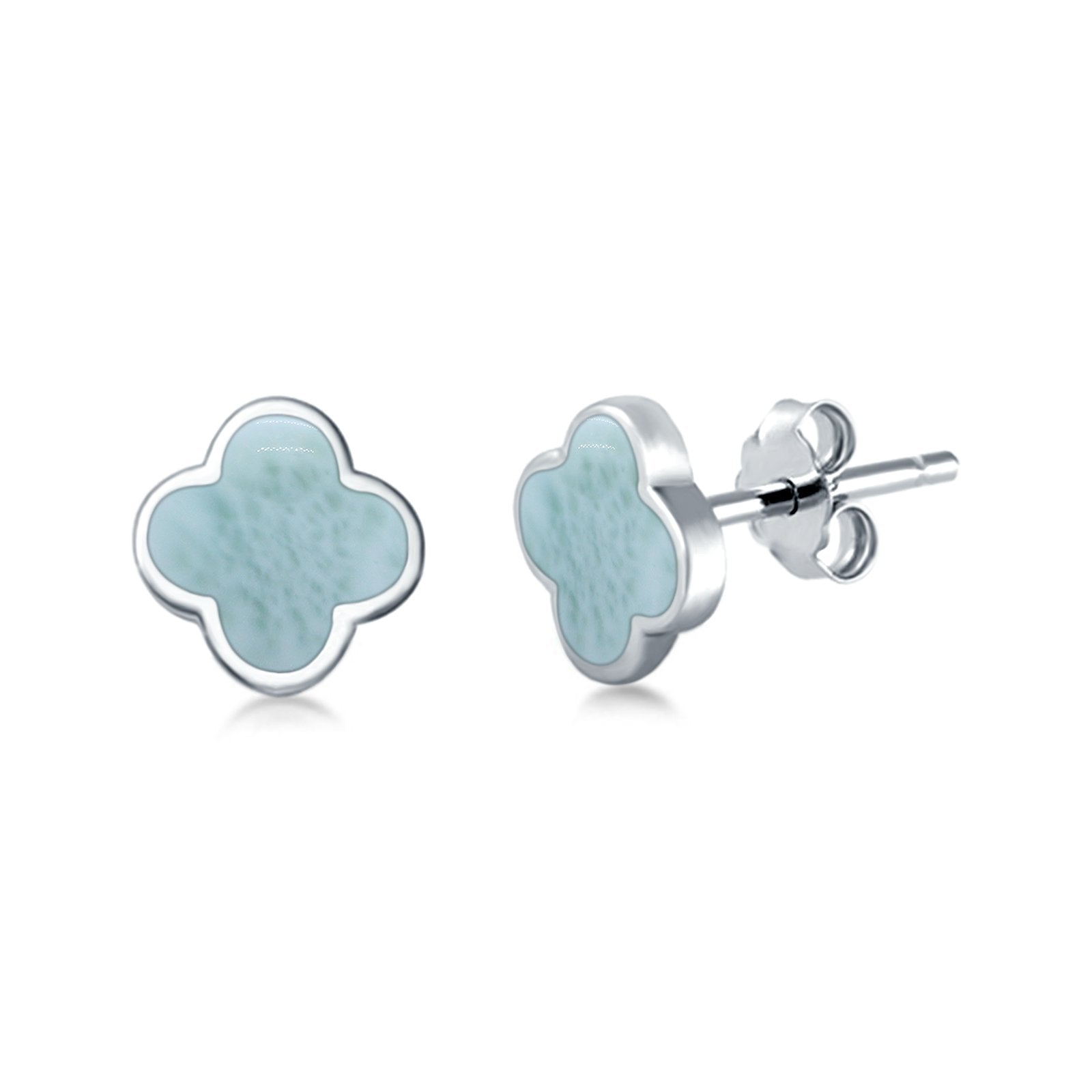 Clover Flower Stud Earring Lab Created Opal 925 Sterling Silver (6.20mm)