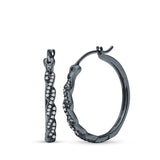 Halo Design Simulated Cubic Zirconia Round Hoop Earrings 925 Sterling Silver (3mmx22mm)