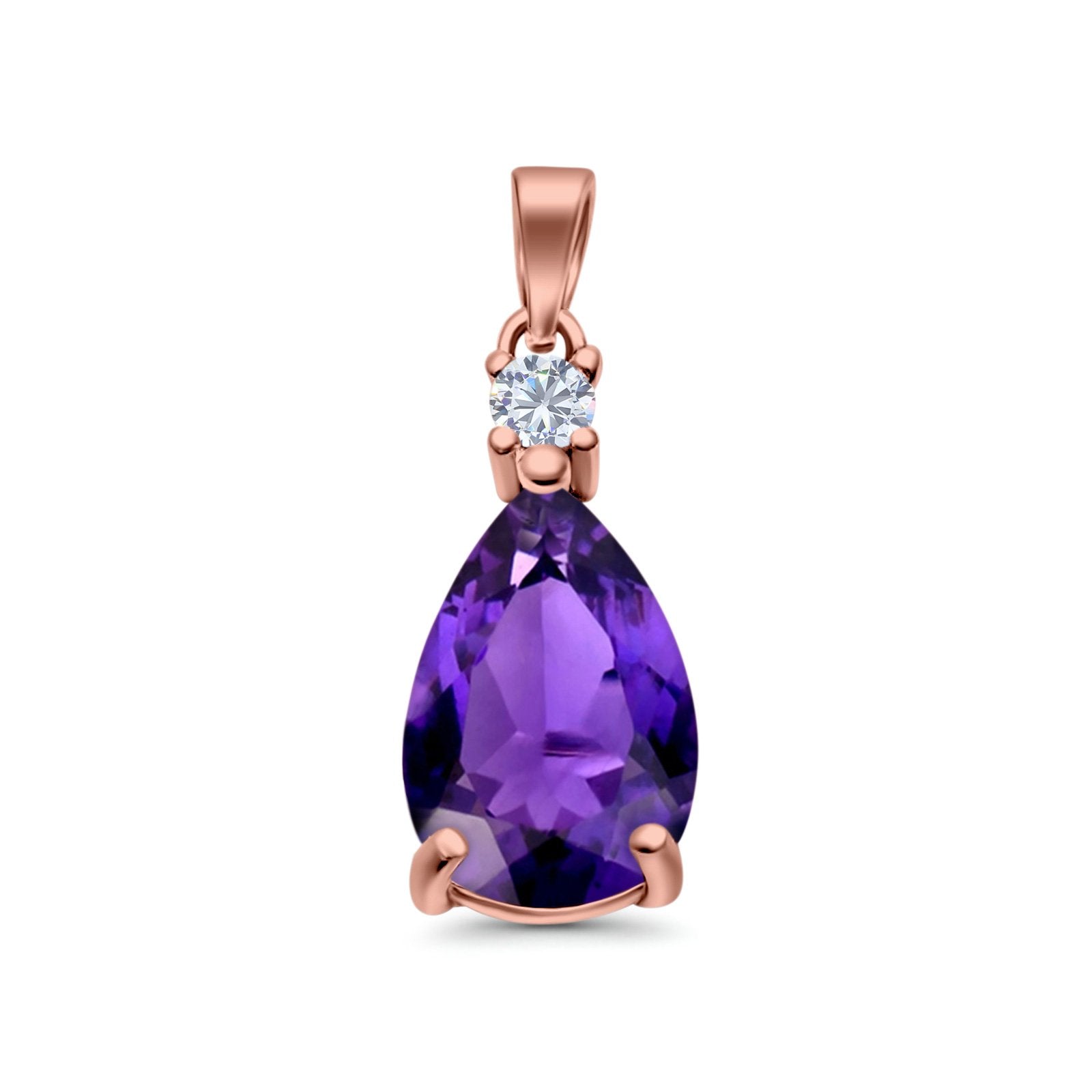 Pear Shape Lab Created Opal Simulated CZ 925 Sterling Silver Charm Pendant (21.5mm)