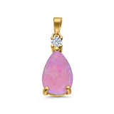 Pear Shape Lab Created Opal Simulated CZ 925 Sterling Silver Charm Pendant (21.5mm)