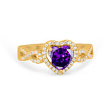 Heart Promise Ring Round Simulated Cubic Zirconia  925 Sterling Silver