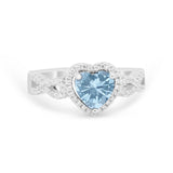Heart Promise Ring Round Simulated Cubic Zirconia  925 Sterling Silver