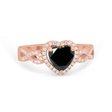 Heart Promise Ring Round Simulated Cubic Zirconia  925 Sterling Silver