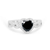 Heart Promise Ring Round Simulated Cubic Zirconia  925 Sterling Silver