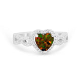 Heart Promise Ring Round Simulated Cubic Zirconia  925 Sterling Silver