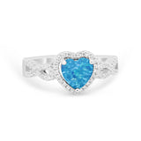 Heart Promise Ring Round Simulated Cubic Zirconia  925 Sterling Silver