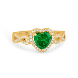 Heart Promise Ring Round Simulated Cubic Zirconia  925 Sterling Silver