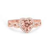 Heart Promise Ring Round Simulated Cubic Zirconia  925 Sterling Silver