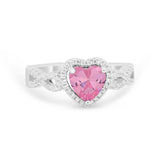 Heart Promise Ring Round Simulated Cubic Zirconia  925 Sterling Silver