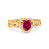 Heart Promise Ring Round Simulated Cubic Zirconia  925 Sterling Silver