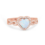Heart Promise Ring Round Simulated Cubic Zirconia  925 Sterling Silver