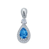 Halo Teardrop Pendant Simulated Cubic Zirconia 925 Sterling Silver (26mm)