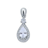 Halo Teardrop Pendant Simulated Cubic Zirconia 925 Sterling Silver (26mm)