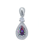 Halo Teardrop Pendant Simulated Cubic Zirconia 925 Sterling Silver (26mm)