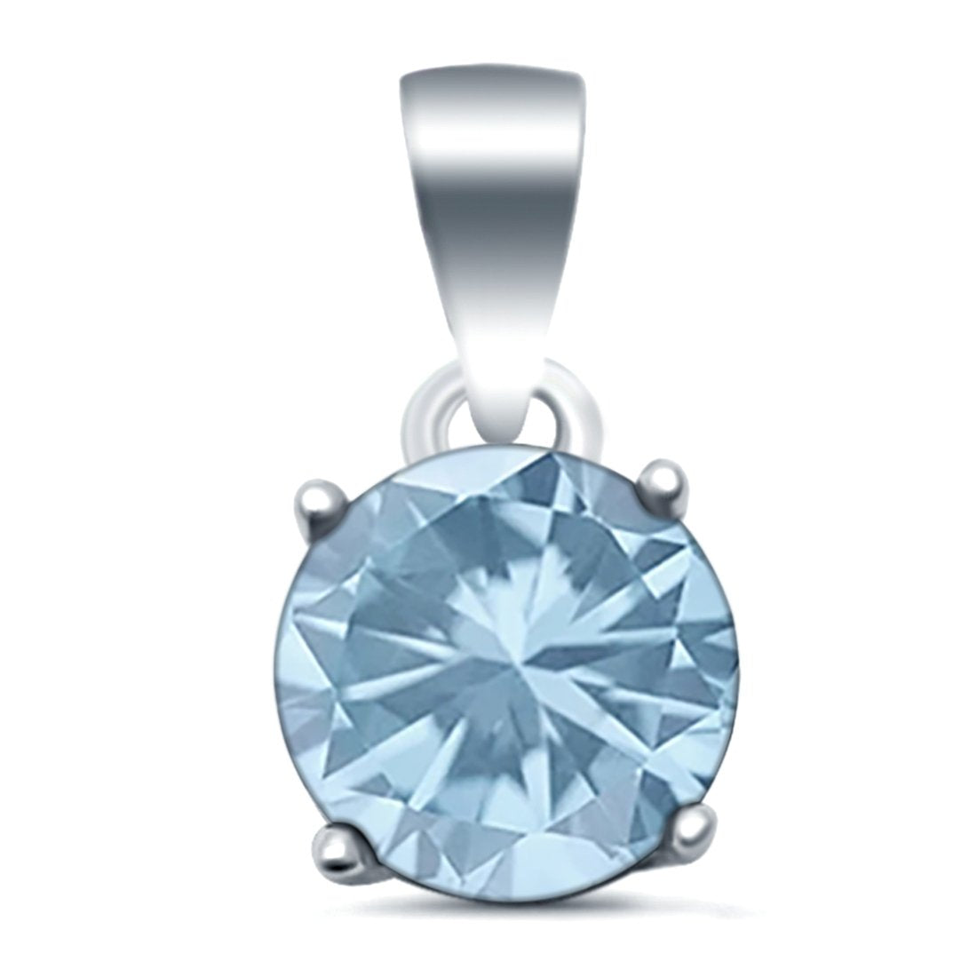 Halo Simulated Cubic Zirconia Round 925 Sterling Silver Charm Pendant