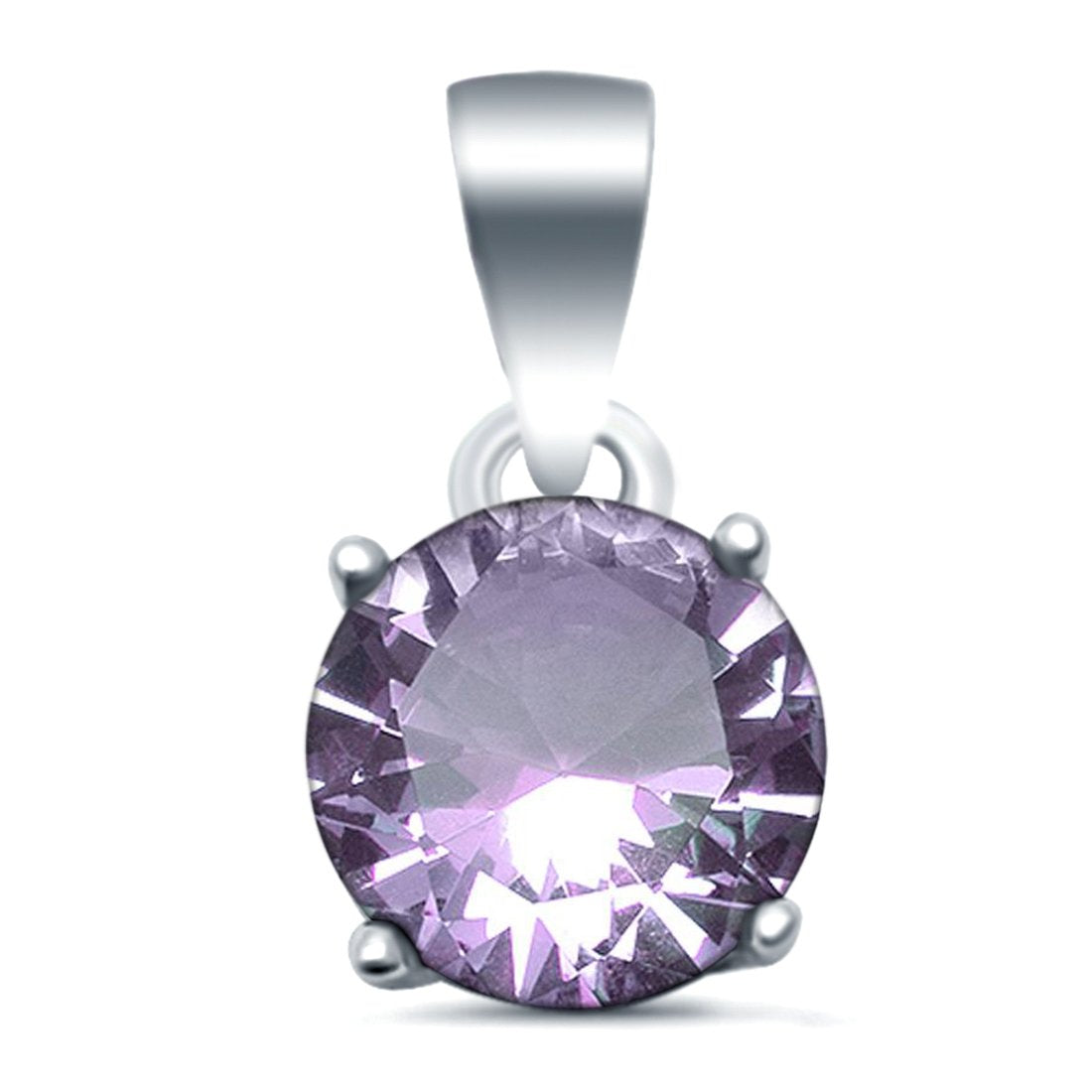Halo Simulated Cubic Zirconia Round 925 Sterling Silver Charm Pendant