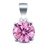 Halo Simulated Cubic Zirconia Round 925 Sterling Silver Charm Pendant