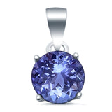 Halo Simulated Cubic Zirconia Round 925 Sterling Silver Charm Pendant