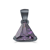 Triangle Cut Charm Pendant Simulated Cubic Zirconia 925 Sterling Silver (11mm)