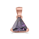 Triangle Cut Charm Pendant Simulated Cubic Zirconia 925 Sterling Silver (11mm)