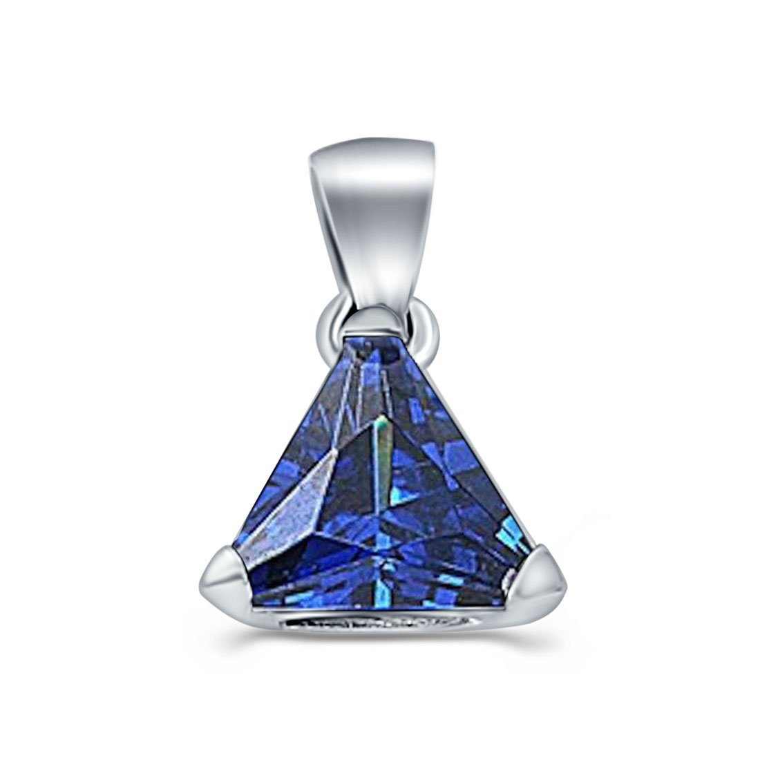 Triangle Cut Charm Pendant Simulated Cubic Zirconia 925 Sterling Silver (11mm)