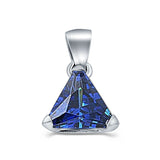 Triangle Cut Charm Pendant Simulated Cubic Zirconia 925 Sterling Silver (11mm)