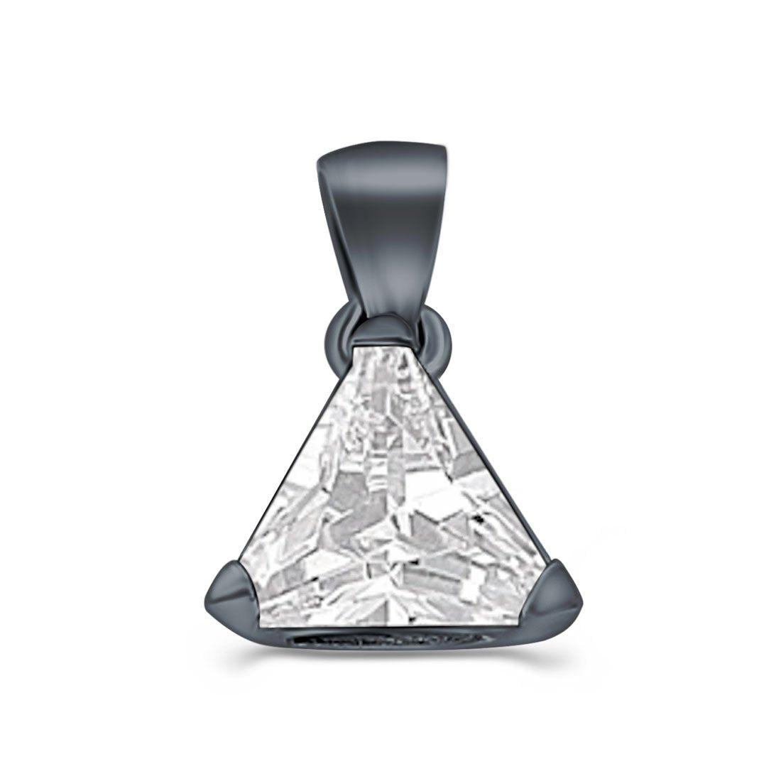 Triangle Cut Charm Pendant Simulated Cubic Zirconia 925 Sterling Silver (11mm)