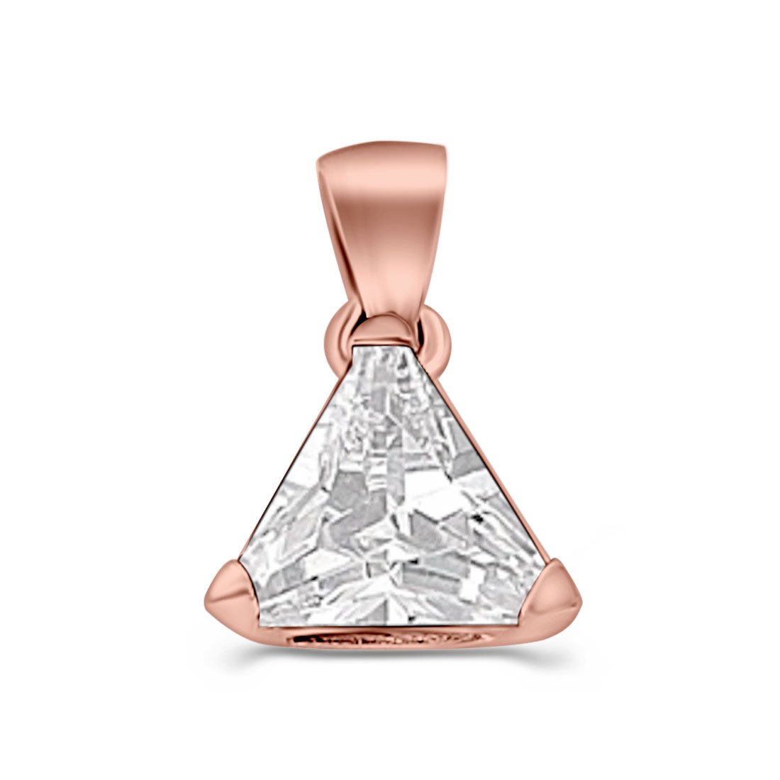 Triangle Cut Charm Pendant Simulated Cubic Zirconia 925 Sterling Silver (11mm)