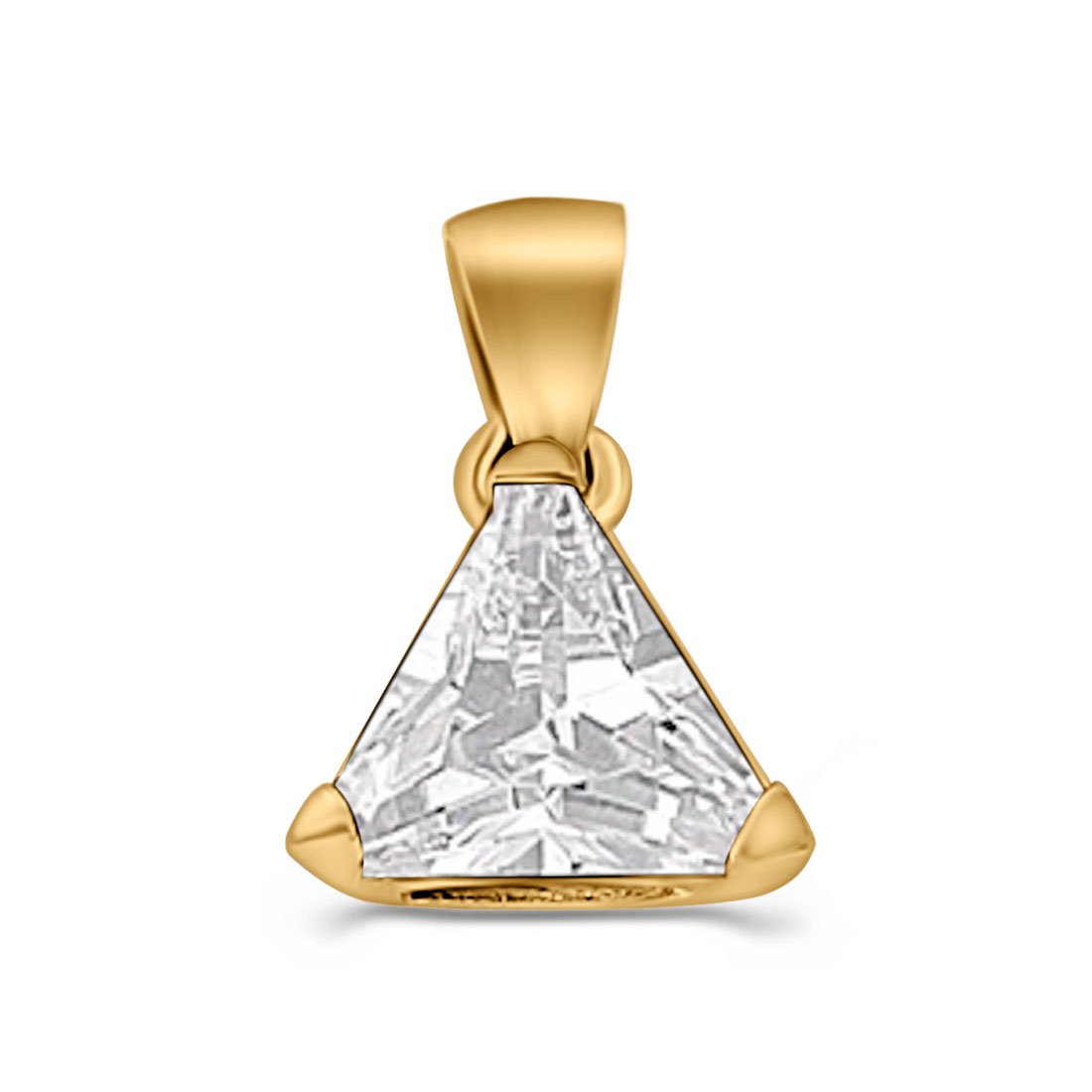 Triangle Cut Charm Pendant Simulated Cubic Zirconia 925 Sterling Silver (11mm)