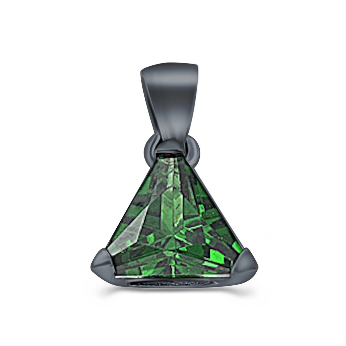 Triangle Cut Charm Pendant Simulated Cubic Zirconia 925 Sterling Silver (11mm)