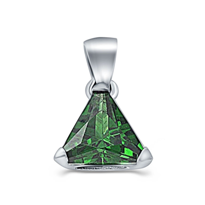 Triangle Cut Charm Pendant Simulated Cubic Zirconia 925 Sterling Silver (11mm)