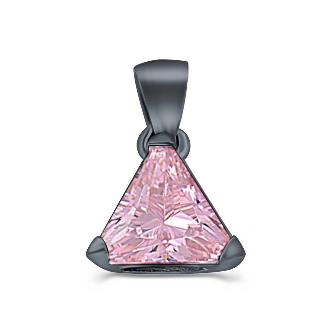 Triangle Cut Charm Pendant Simulated Cubic Zirconia 925 Sterling Silver (11mm)