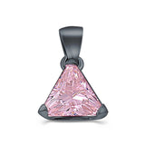Triangle Cut Charm Pendant Simulated Cubic Zirconia 925 Sterling Silver (11mm)