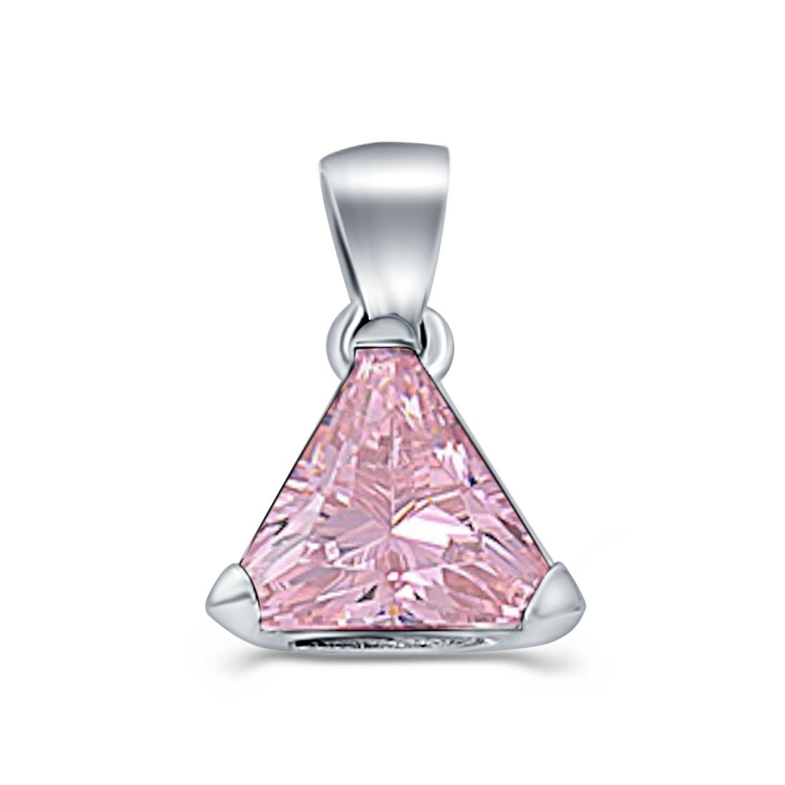 Triangle Cut Charm Pendant Simulated Cubic Zirconia 925 Sterling Silver (11mm)