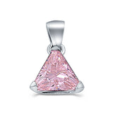 Triangle Cut Charm Pendant Simulated Cubic Zirconia 925 Sterling Silver (11mm)