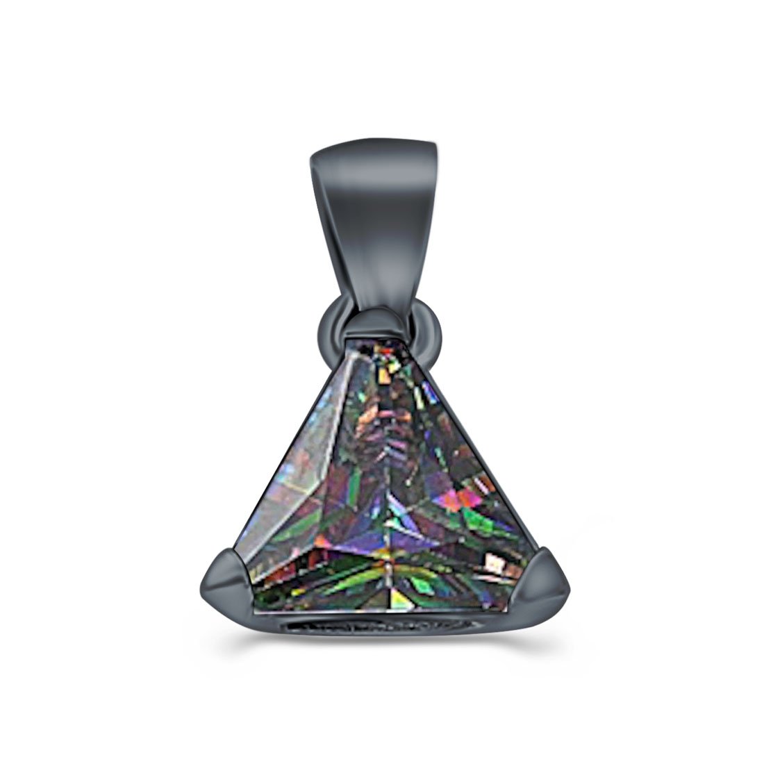 Triangle Cut Charm Pendant Simulated Cubic Zirconia 925 Sterling Silver (11mm)